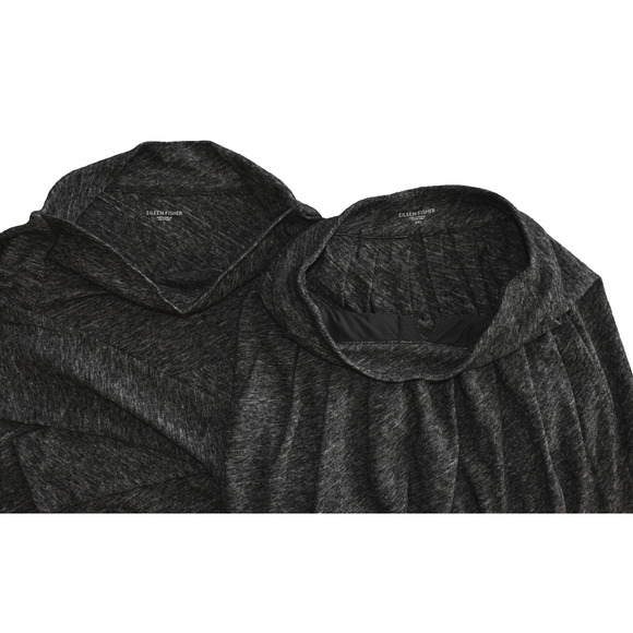 B2 Auth EILEEN FISHER Charcoal Wool/Cotton Blouse S Pleated Skirt XXS 2 Pc Set - Picture 6 of 8